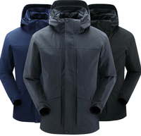 Parka cargo à capuche noir mat, imperméable avec rabat coupe-vent, manteau d'extérieur à bandes réfléchissantes, logo personnalisé en gros