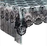 Halloween Dentelle Designs 52x52 Nappe Carrée avec Frange Superposition Nappe Dentelle Noir Nappe pour Décor De Fête De Vacances
