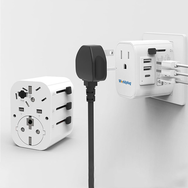 US to UK European Ireland AUS Adaptor Type C USB Power Outlet Travel Plug Adapter