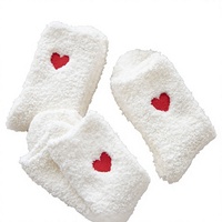 Chaussettes pour femmes de haute qualité, épaisses, chaudes, douces, écologiques, avec logo personnalisé en forme de cœur rouge, chaussettes douillettes unisexes