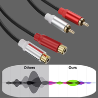 Câble audio 2RCA mâle-femelle avec boîtier métallique plaqué or et âme en cuivre pour amplificateur et connecteur d'extension TV