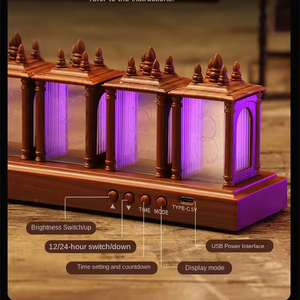 นาฬิกาดิจิตอล LED แบบนิกซี่ นาฬิกาตั้งโต๊ะอิเล็กทรอนิกส์สไตล์เรโทร นาฬิกาตกแต่ง RGB นาฬิกาสไตล์โบราณสร้างสรรค์ ไฟกลางคืน - Product Image 4