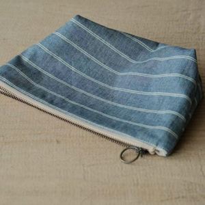 Bolsa de Maquillaje de Algodón y Lino Ecológica a Rayas, Plegable, Ligera, con Cierre, Unisex, para Organización y Viajes - Product Image 4