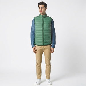 Blouson d'hiver matelassé pour homme avec logo personnalisé sur le devant, design sans manches brillant, respirant, séchage rapide, faible MOQ, col montant - Product Image 1