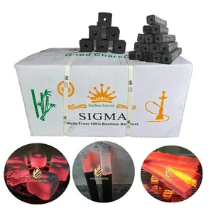 Premium quality SIGMA brand bamboo charcoal cut cubic stick long shape no water made from 100% bamboo sawdust shesha coal