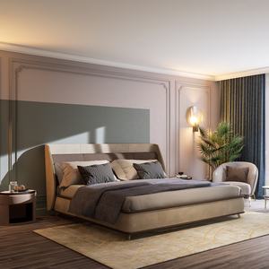 Lit villa hôtel italien moderne cadre <span class=keywords><strong>de</strong></span> lit king size <span class=keywords><strong>de</strong></span> luxe en cuir haut <span class=keywords><strong>de</strong></span> gamme dernier modèle - Product Image 2