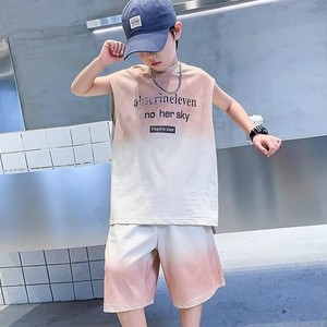 Conjuntos de Ropa Casual para Niños Adolescentes, Estilo Coreano de Verano, Chaleco y Pantalones Cortos con Estampado Degradado de 2 Piezas - Product Image 3