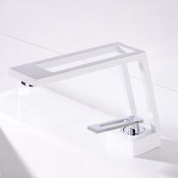 Robinet de lavabo moderne à levier unique en laiton noir carré, robinet de lavabo à trou unique en laiton noir pour eau chaude et froide