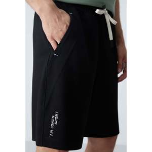 Pantalones Cortos Básicos para Hombre de Algodón Negro, Gruesos, Suaves y Texturizados, Corte Estándar - 81278 - Negro - Product Image 3