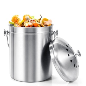 Factory wholesale 1.3 Gallon Indoor Home Waste Recycle Bin Customized Stainless Steel Kitchen Compostable Worm Farm Compost Bin