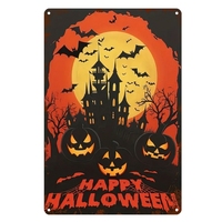 Affiche métallique vintage d'Halloween en gros, plaque murale rétro décorative en métal, autocollant mural en étain