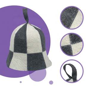 Simple Fashion Mix Color Wool Hot Spring Sweat Felt <b>Sauna</b> Hat Absorbent Embroidery LOGO <b>Sauna</b> Hat - Product Image 2