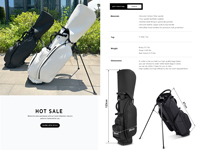 Sac de golf léger et étanche ASL GOLF, personnalisé noir, avec support, idéal pour le dimanche