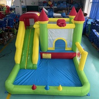 Structure gonflable familiale YARD pour intérieur et extérieur, avec toboggan, piscine à balles, jouets de basket-ball et de football, pour fêtes d'anniversaire et événements