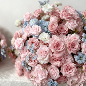 Soft Blush Pink Light Blue Wedding Table Centerpiece <b>Artificial</b> Floral Arrangement for Wedding Reception Banquet Table Dec - Product Image 2