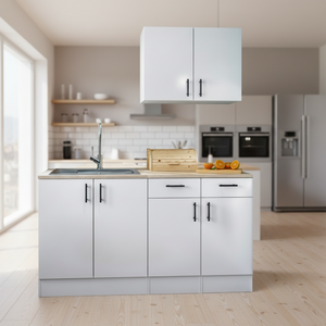 Modernos Conjuntos <span class=keywords><strong>de</strong></span> Muebles <span class=keywords><strong>de</strong></span> Cocina Blancos <span class=keywords><strong>de</strong></span> Melamina con Bisagras Acrílicas, Grifo <span class=keywords><strong>y</strong></span> Fregadero Incluidos - Ideales para Apartamentos Pequeños <span class=keywords><strong>y</strong></span> Proyectos Económicos - Product Image 6