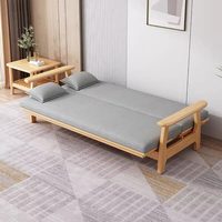 Sofá Cama Convertible Plegable de Madera Maciza Estilo Rústico, 2 en 1, Ahorra Espacio, Ideal para Apartamentos Pequeños