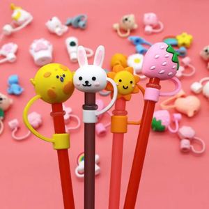 <b>Reusable</b> Sealed Water-absorbent Dust-proof Cap Cup Accessories Cartoon Silicone <b>Straw</b> Cap Toppper Suitable 6-8mm <b>Straw</b> - Product Image 1