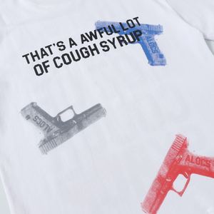 卸売 夏 高品質 トップス シャツ コットン 無地 白 デザイナーブランド Tシャツ メンズ プリント ガン COUGH SYRUP Tシャツ メンズ向け - Product Image 3