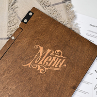 Dossier de menu en bois personnalisé fait à la main avec motif gravé Couverture de livre de menu de restaurant avec feuilles à couverture rigide interchangeables