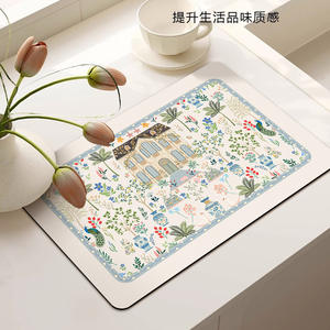 Tapete de Drenaje para Cocina French Cameron, Diseño Windsor Gardens, Tapete de Secado Rápido para Encimera, Cafetera, Escritorio, Tetera - Product Image 1