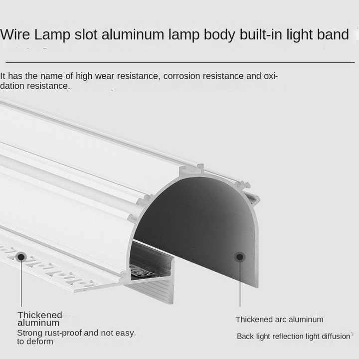 U-Shaped Concealed LED Frameless Profiles for Polarized Wall Washing Linear Light Slots in Bedroom Corridors