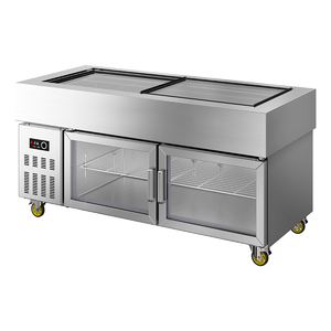 Có thể điều chỉnh tự phục vụ mở bàn làm mát không khí hai nhiệt độ thép không gỉ salad tủ trưng bày tủ đông - Product Image 1