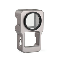 Cadre de protection en alliage d'aluminium pour caméra, cage anti-chute avec sangle et griffe porte-accessoire, avec miroir UV pour DJI Action 2