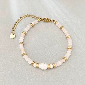 Bracelet en acier inoxydable hypoallergénique avec perles d'eau douce baroques naturelles et pierres, prix de gros OEM - Product Image 4