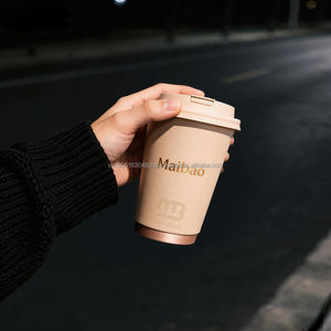 แก้วกาแฟกระดาษเคลือบสัมผัสนุ่ม สีนู้ด ขนาด 8 ออนซ์ 16 ออนซ์ ผนังสองชั้น  แบบกำหนดเอง รีไซเคิลได้ ย่อยสลายได้  ปั๊มฟอยล์สีโรสโกลด์  พร้อมโลโก้ - Product Image 5