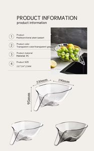 Cesta de drenaje multifuncional, colador con embudo, cuenco para limpiar frutas con contenedor de escurridor para verduras y frutas - Product Image 3