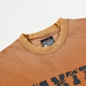 เสื้อยืดสตรีทแวร์วินเทจยี่ห้อ Topshow ลายพิมพ์ DTG สีเขียวซีดจางแบบทำเก่า เสื้อยืดผ้าฝ้ายสำหรับผู้ชาย เสื้อยืดถัก - Product Image 2