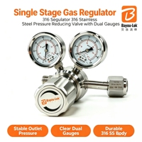 Régulateur haute pression O2 Argon Hélium Propane en acier inoxydable 316L, double manomètre, haute pureté, pour armoire semi-conductrice