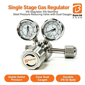 Régulateur de <span class=keywords><strong>gaz</strong></span> haute pression GPL Argon <span class=keywords><strong>en</strong></span> acier inoxydable 316L, double étage, double manomètre, haute pureté, pour armoire semi-conductrice - Product Image 5