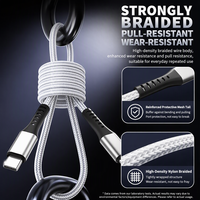 Câble de charge rapide tressé en nylon USB-C vers USB-C 60W PD, transfert de données 480 Mbps, plusieurs longueurs et couleurs