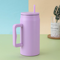 Grande capacité 50oz double paroi en acier inoxydable 304 poignée portable isolée sous vide tasse de voiture gobelet tasse avec poignée et paille