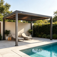 Pergola en aluminium à lames orientables motorisées, imperméable, bioclimatique, pour jardin, cour, patio, pavillon en aluminium