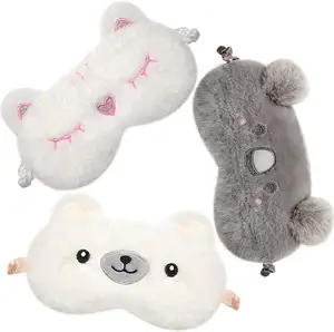 Masque oculaire réglable et mignon en peluche douce et pondérée pour enfant