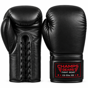 ถุงมือชกมวยหนังวัวคุณภาพสูง CG VICTORY BOXING GEAR พร้อมแผ่นเสริมความแข็งแรงและที่รัดข้อมือ - Product Image 1