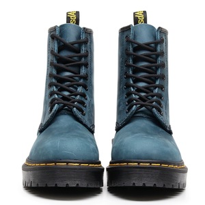 Bottes de travail montantes pour femmes, bottines bleues pour hommes et femmes, chaussures en cuir véritable, chaussures de moto à bout rond - Product Image 3