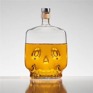 Bouteille <span class=keywords><strong>de</strong></span> <span class=keywords><strong>whisky</strong></span> <span class=keywords><strong>de</strong></span> vin en verre à haute teneur en borosilicate recyclable conception <span class=keywords><strong>de</strong></span> crâne plat pour la fête d'halloween boire nouveau couvercle <span class=keywords><strong>de</strong></span> libération inclus - Product Image 1
