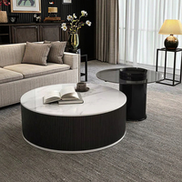 Table basse moderne en tissu Baotian T-2025002 personnalisable avec plateau en verre et structure en acier inoxydable pour salon
