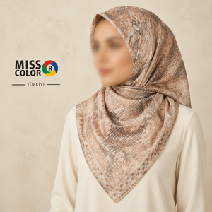 Foulard carré de luxe en satin jacquard imprimé, mélange de viscose, motif encadré, hijab turc, vente en gros OEM - Product Image 5