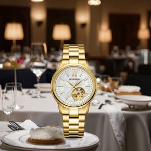 Montre automatique de luxe pour femmes, marqueurs en diamant, mouvement mécanique Miyota 6T28, cadran analogique, bracelet en acier inoxydable, alarme - Product Image 4