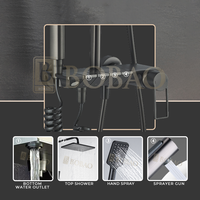 Robinet mural en laiton gris pistolet, ensemble de douche, robinets de salle de bain, kits en laiton, pluie, mitigeur, ensemble douche souple