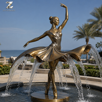 Sculpture de ballerine en bronze, statue de femme dansante personnalisée, fontaine pour la décoration extérieure de villa, hôtel, complexe hôtelier, jardin, bord de piscine