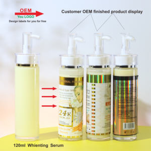 Suero Facial Líquido de Oro de 24k con Ácido Salicílico, Vitamina <span class=keywords><strong>B5</strong></span> y C, Antienvejecimiento y Blanqueador para Eliminar Manchas Oscuras, Marca Privada OEM, 120 ml - Product Image 1