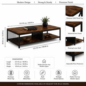 Table basse minimaliste avec étagère flottante et rangement multi-niveaux pour un salon moderne - Product Image 3