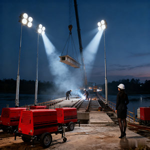 Tour de lumière à ballon halogène portable manuel à 360 degrés, étanche IP65, diesel, 5 m, 4000 W, pour extérieur - Product Image 5