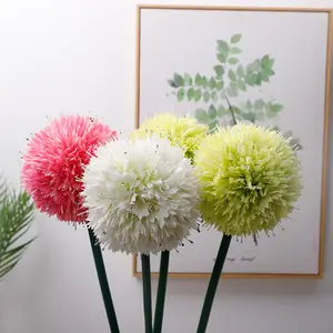 K155 all'ingrosso fiore artificiale 3 testa palla di cristallo sfera di cipolla crisantemo matrimonio floreale decorazione per la casa